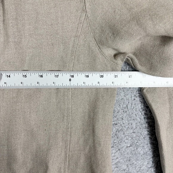 Eileen Fisher 100% Organic Linen Open Front Blazer Jacket Size M Beige Tan - Picture 3 of 7